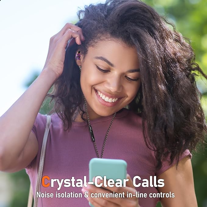 Vibes 202ML Wired Earbuds - HiFi in Ear Headphones - Noise-Isolating Ear Buds w/ Mic - Clear Sound, Deep Bass, Comfort-Fit Earphones - MMCX–Lightning for iPhone 5–14, Silver Plated Cord, Carrying Case