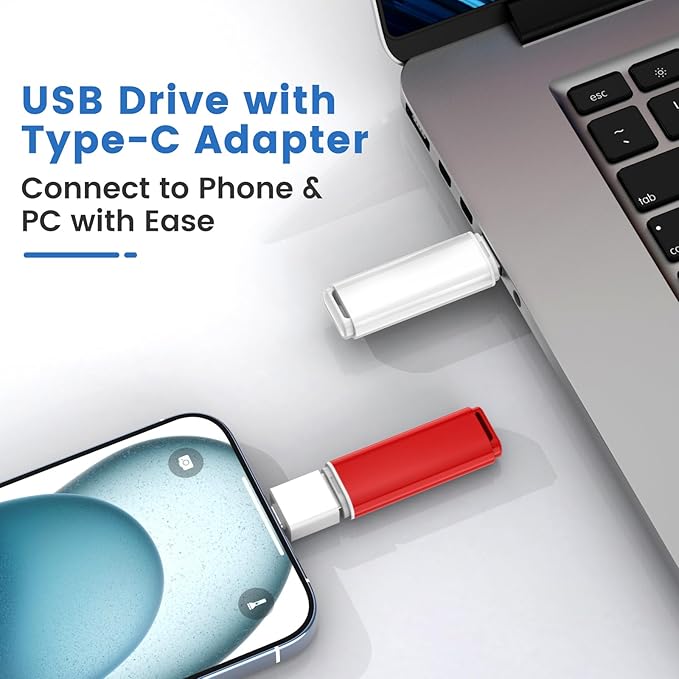 ABLAZE 4GB USB 2.0 Flash Drives 5 Pack with Type C Adaters, Thumb Drives 4GB USB Sticks Memory Sticks Pendrives for PC/Smartphones/Computer
