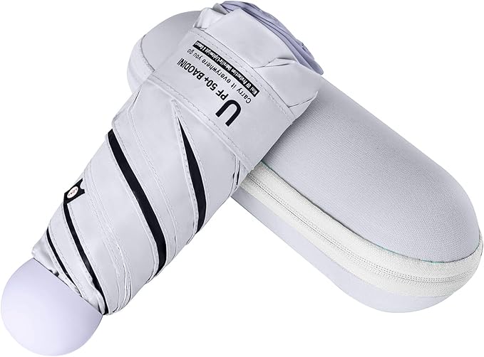 BAODINI Travel Mini Umbrella for Purse With Case Small Compact UV Sun Protection Sun Lightweight Tiny Pocket Umbrella for Women Kids and Men