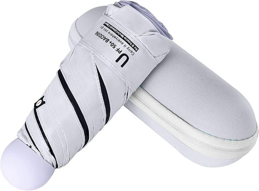 BAODINI Travel Mini Umbrella for Purse With Case Small Compact UV Sun Protection Sun Lightweight Tiny Pocket Umbrella for Women Kids and Men