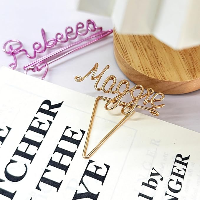 Personalized Wire Bookmark Custom Name Planner Marker 12 Colors Paper Clip Gifts for Book Lovers Bookworm Reader
