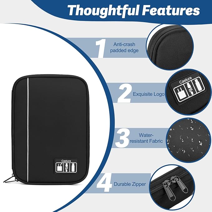 Electronic Organizer Travel Case, All-in-One Portable Cable Organizer Bag for Storage, Tech Organizer Travel Accessories for Cables, Chargers, Power Bank, Flash Drive,SD Card