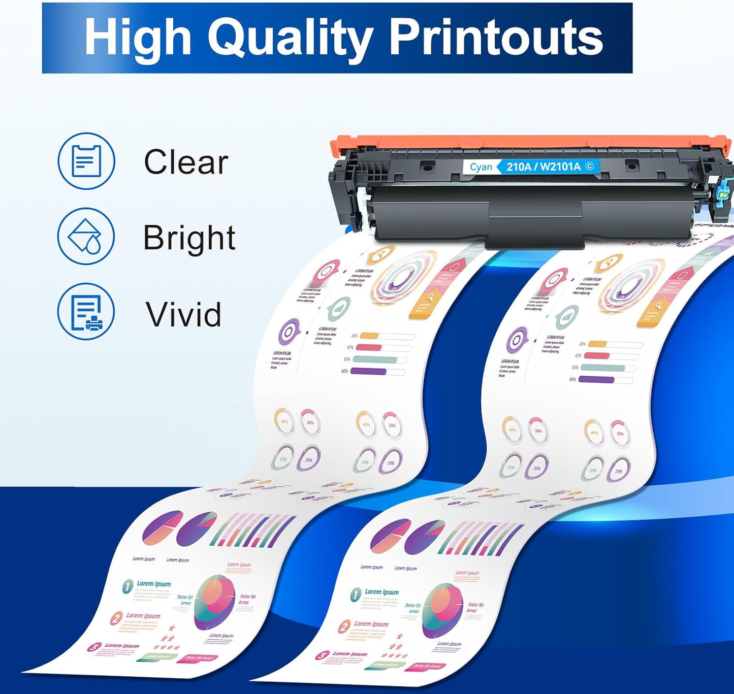 InkNI 210A Toner Cartridges Compatible Replacement for HP 210A 210X 210 Toner Cartridges 4 Pack Work for HP Color Pro MFP 4301fdw 4301fdn Pro 4201dw 4201dn Printer W2100A W2100X High Yield (with Chip)