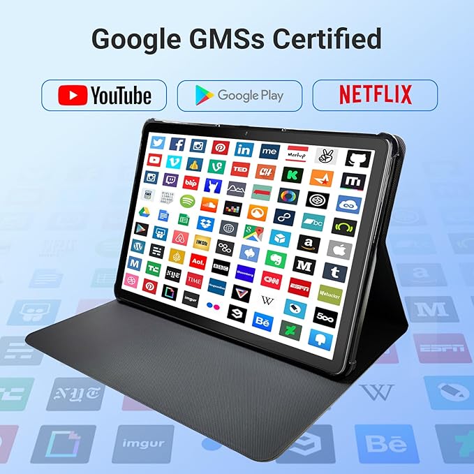 Digliand 11 Inch Android Tablet, 12GB RAM 128GB ROM, 8-Core, 7000mAh 8-Hour HD Tablet, Split Screen & Screen Mirroring, Dual Camera, Android 14 (Blue)