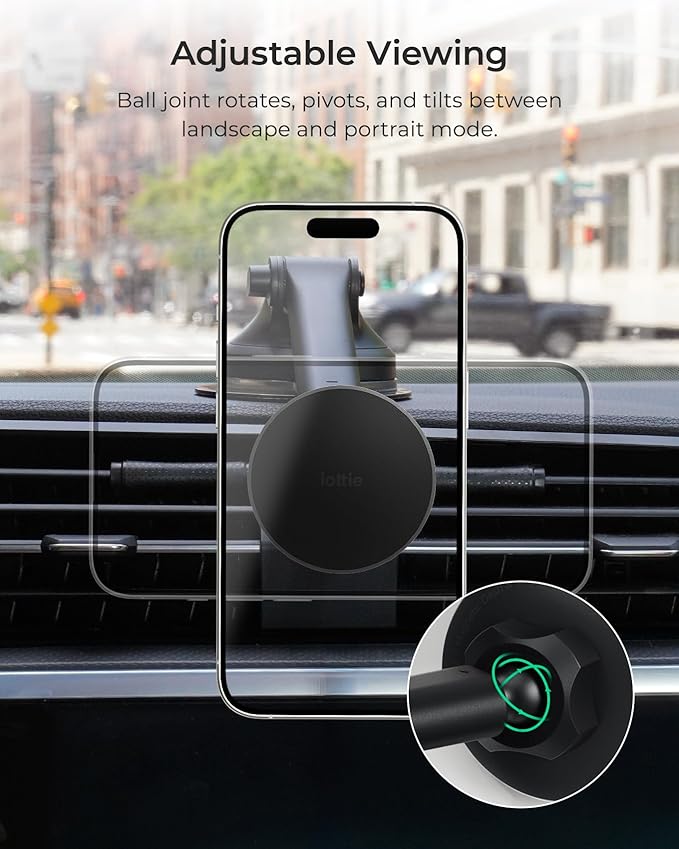 iOttie iTap 3 Magnetic Dash & Windshield Mount Car Phone Holder with Magnetic Ring Adapter. Compatible with iPhone, Samsung Galaxy, Google Pixel, Huawei, LG, and All Qi Compatible Smartphones