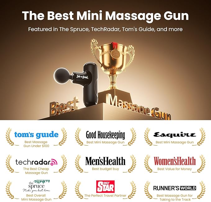 BOB AND BRAD Q2 Mini Massage Gun, Pocket-Sized Deep Tissue Massager Gun, Portable Percussion Muscle Massager Gun, Ultra Small & Quiet Muscle Massage Gun with Carry Case, Home Gym Travel, Black