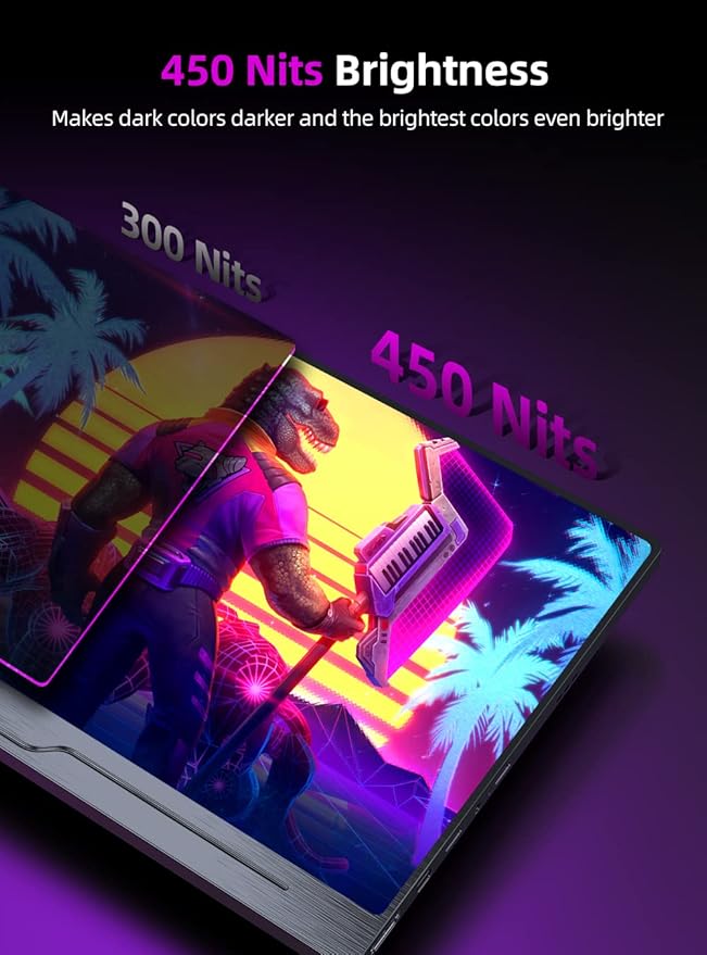 UPERFECT Truely 4K Computer Monitor, 15.6" UHD FreeSync 100% AdobeRGB 450 Nits Brightness HDR IPS Speaker Eye Care Game Display 2 Type-C Full HDMI for Laptop Phone, VESA & Smart Case