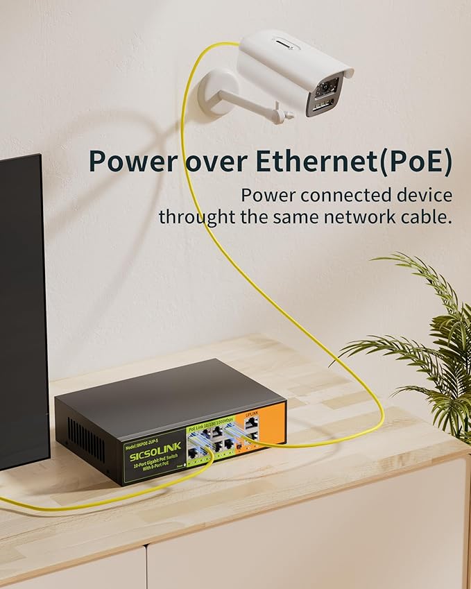 Gigabit Ethernet Network PoE Switch, 8 PoE Ports @120W with 2 Uplink, Support 802.3af/at, Unmanaged, VLAN, for Security Camera, AP