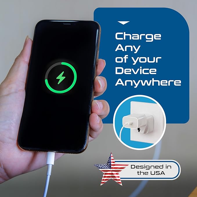 Ceptics Europe to US plug adapter, Type B USA Plug adapter compatible with plugs from Europe, India, and other countries - India to USA plug adapter is CE Certified & RoHS Compliant, White, 3 Pack