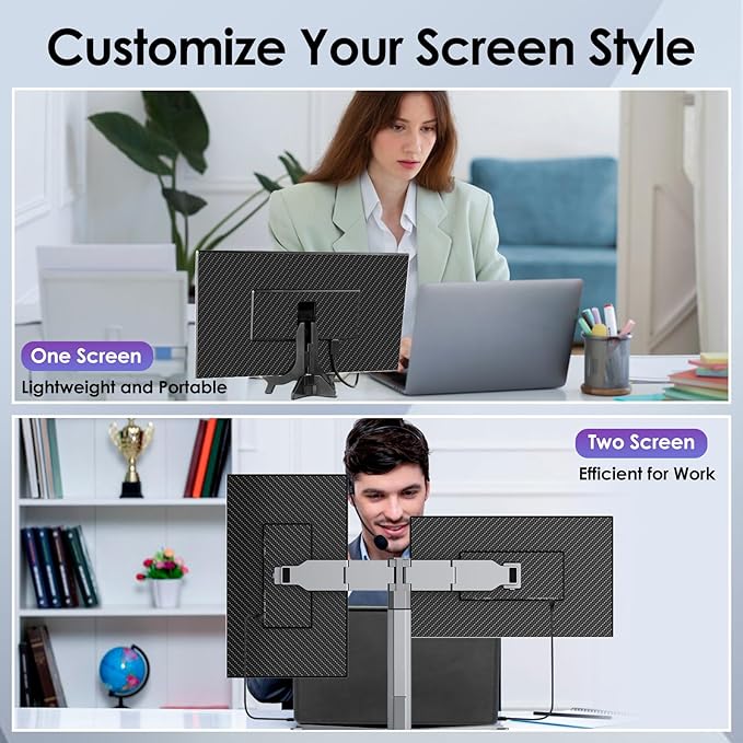 Redalf Laptop Screen Extender, 15.6" Portable Triple Monitor for Laptop,IPS Ultra-Thin Zero Frame Monitor Built-in Speakers Compatible with Mac, Windows, Chrome, Fits Laptops