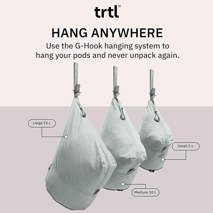 trtl Packing Pods, Sea Foam - Packing Cubes for Travel - Organizer Bags for Luggage to Maximize Space in Suitcase - Travel Packing Organizers - Includes Carry Strap - Comes with 3 Cube Sizes - 3 Pack