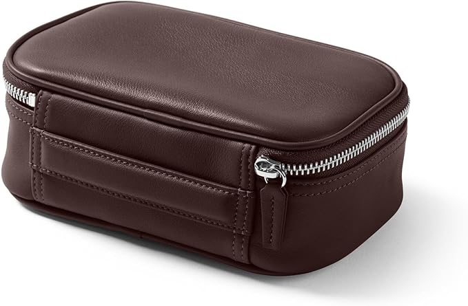 Leatherology Brown Small Travel Organizer - Zipped mesh storage pocket, elastic loops for organization, compact travel size