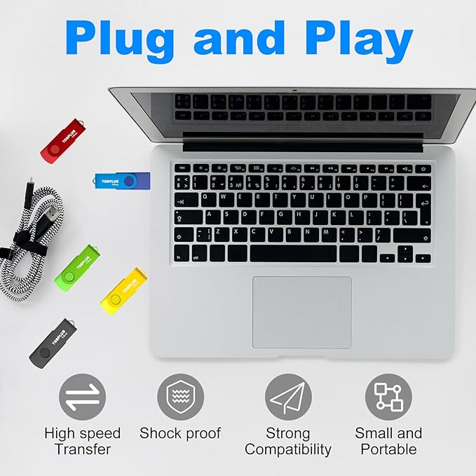 2 Pack 16GB USB Flash Drives USB 2.0 Thumb Drives Memory Stick Data Storage Jump Drive Swivel Design (Black/Blue)