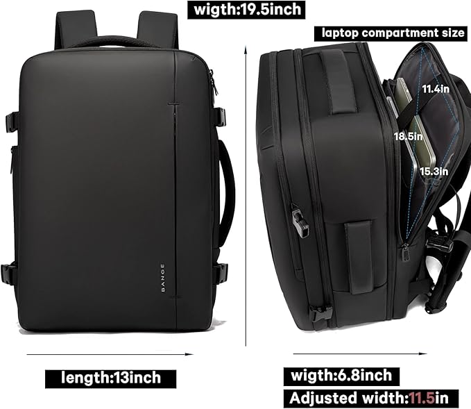 BANGE 45L Men's Expandable Travel Backpack, Men's Laptop Backpack for 17.3Inch Laptop, Carry On Backpack Fits Under Seat Airline Approved, Personal Item Travel Bag for Men…