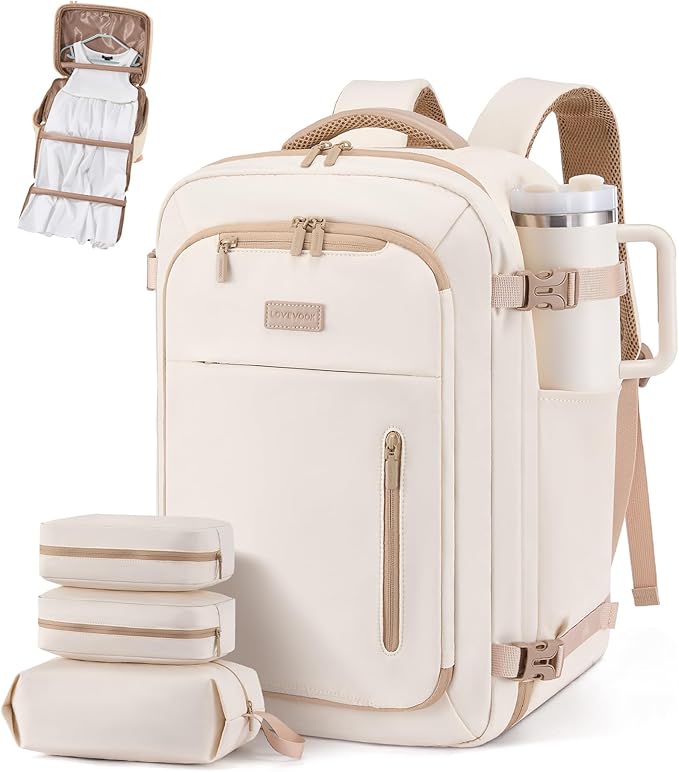 LOVEVOOK Travel Backpack for Women Men with Garment Bag, 50L Carry on Backpack as TSA Personal Item Flight Approved, Luggage Daypack Fits 17.3" Laptop, Overnight Business Weekender Travel Essential