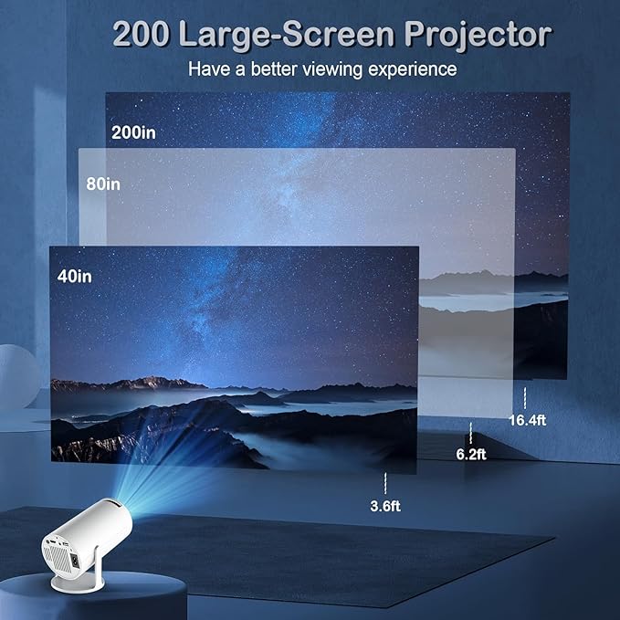 Mini Projector with WiFi and Bluetooth, 4K Support JAOKPO Outdoor Portable Movie Projector Built-in Android 11 system Auto Keystone Home Smart Projector for Phone/TV Stick/Laptop