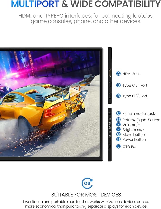 UPERFECT 24.5" 2K QHD Large Gaming Monitor, 2560×1440, 165Hz USB-C/144Hz HDMI, 1ms, FreeSync HDR IPS, Dual Speakers, VESA Stand, Mobile Second Screen for Laptop, MacBook, Switch