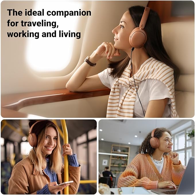 Edifier V80 Hybrid Active Noise Cancelling Headphones, True Wireless Over Ear Bluetooth Headset with 45H Playtime Hi-Res Audio Fast Charging Multipoint Connection for Travel Home Office (Brown)