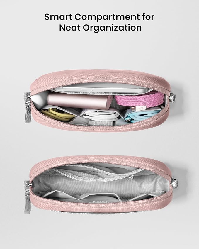 tomtoc Electronics Organizer Travel Case, Water Resistant Travel Bag Cable Organizer for Essentials, Tech Pouch Accessories Carry Storage for Cord, Phone, Cables, Airpods, USB Flash Drive, Daily Items