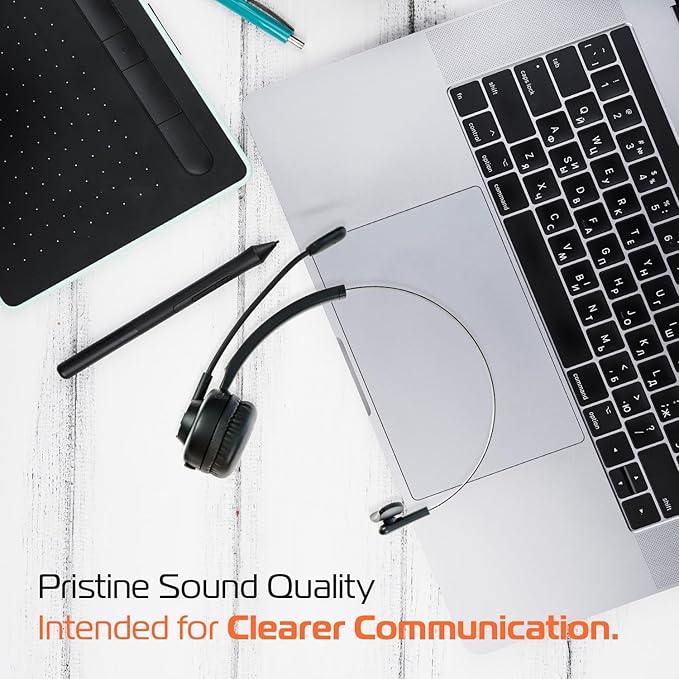 Spracht Wireless Bluetooth Headset, Noise Cancelling Single Ear Headphones with Base, Adapter & USB Cable, Trucker Head Set with Mic, 15 Hr Battery, All Day Comfort, Remote Mobile Office (ZumBT)