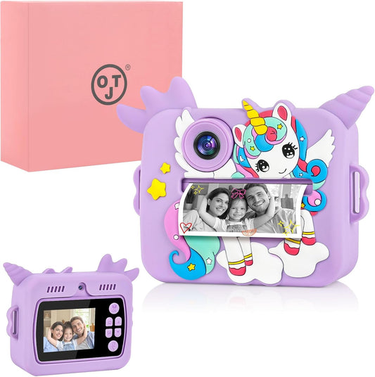 OTJ Kids Camera Instant Print - Selfie Children Digital Camera Toy That Print Photos Christmas Birthday Gifts for Ages 3-12, 4 5 6 7 8 9 10 Year Old Girls Toddler, Travel Portable Video Cameras