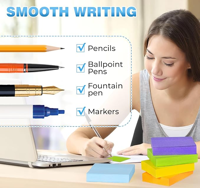 1.5 x 2 in Sticky Notes Mini,1600 Sheets Small Sticky Pads,16 Pads Bright Colors Self-Stick Pads,100 Sheet/Pad Colorful Bulk Tiny Pads Ideal for Office,Home,School,Meeting,Notebook Supplies