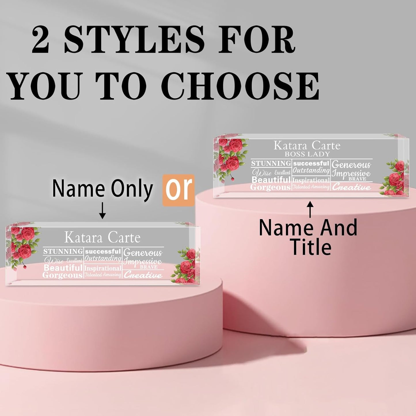 Name Plate for Desk Personalized, Acrylic Desk Decorations, Employee Appreciation Gifts, Custom Office Gifts for Coworkers, Boss, Teacher, Nurse (Boss Lady)