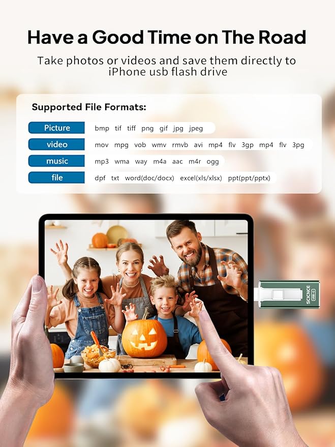SCICNCE 512GB Flash Drive Intended for iPhone, USB Memory Stick Storage Backup for Photos Videos, Plug and Play No APP Required, Compatible with iPhone iPad Android and Computers (Green)