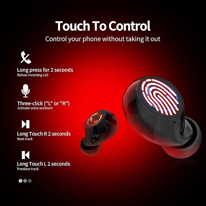 Gaming Wireless Earbuds Kids Bluetooth 5.0 Headphones with Mic 36H Playtime IPX6 Waterproof Noise Reduction Premium Sound LED Display USB-C Kids Wireless Earbuds for Workout Gaming Sport