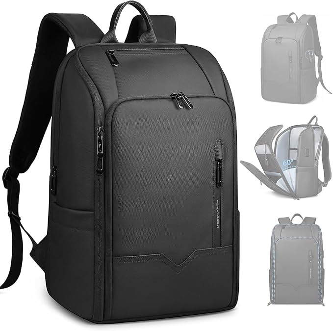 Business Backpack Computer Bag for 17.3 Inch Laptop for Men Women with USB Charging Port Water-Resistant Anti-theft Luggage Backpack Suitcase Casual Daypack for College Weekender Hikking Travel-Black