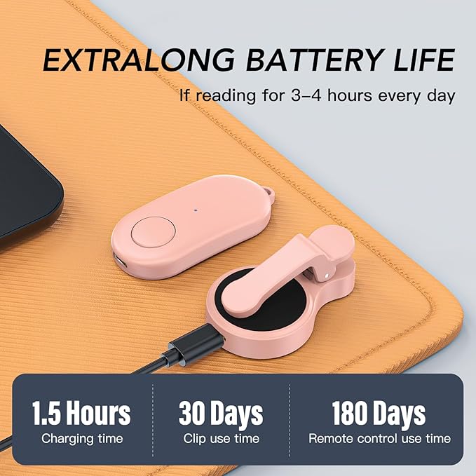 Remote Control Page Turner for Kindle Paperwhite Oasis Kobo eReaders,Kindle Clicker Page Turner Accessories for iPhone,iPad, Android Tablets Reading Novels,Camera Video Record&Shutter Selfie (Pink)