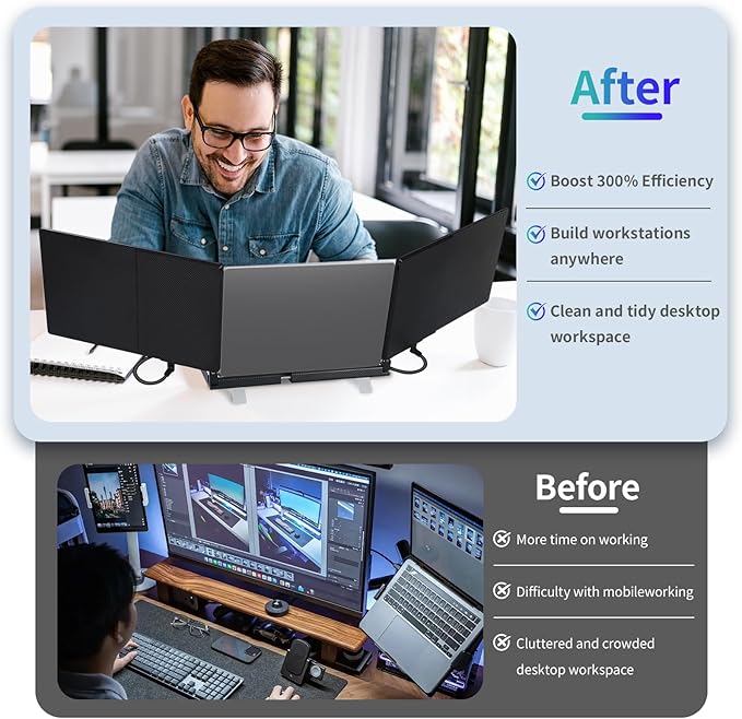 Laptop Screen Extender, Ultra-Thin 14.2" FHD IPS Dual Screen, Portable Monitor for Laptop 13–17.3" with USB-C/HDMI Port, Plug & Play for Windows/Mac/Android/PS5