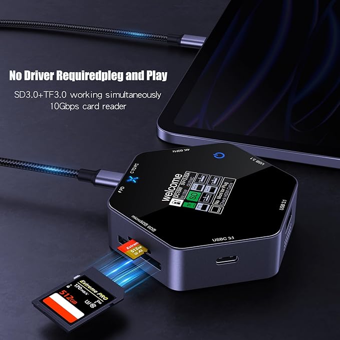 8-in-1 USB C Hub Docking Station, Type-C Adapter with 4K@60Hz HDMI, 2 USB 3.0, TF/SD Reader, 100W Power Delivery Compatible with MacBook,iPhone15 16 Surface, iPad, Steam Deck or Other Type C Devices