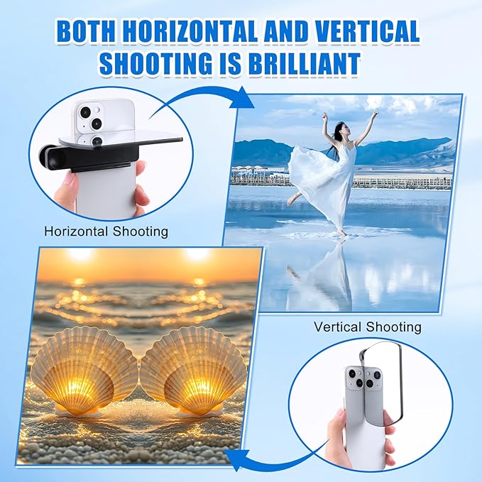 Weseecase Mirror Reflection Clip,Smartphone Camera Mirror Reflection Clip Kit,Adjustable Mobile Phone Reflection Camera Clip,Selfie Mirror Clip Reflection Mirror(White)