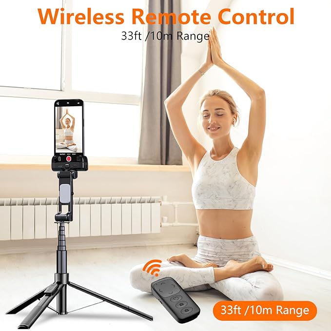 71" Selfie Stick Tripod for iPhone/Android, Auto Face Tracking Tripods with Light, Upgrade Strong Gimbal Stabilizer 360 Rotation with Remote for Content Creator Vlog Live StreamIing Video Record