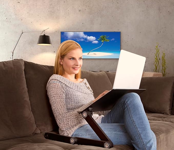 WorkEZ Adjustable Laptop Stand for Desk, Portable Laptop Stand Adjustable Height, Foldable Cooling Computer Holder Riser for Desk, Black