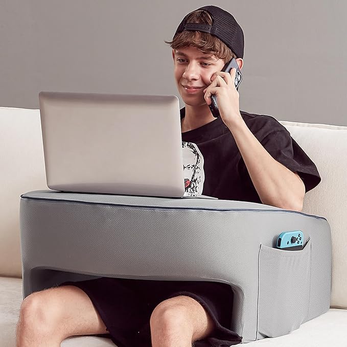 Lap Desk for Adults, Gaming Pillow, Reading Pillow, Lap Desk, Laptop Desk Pillow, Couch Reading Pillow, Memory Foam Bed Rest Pillow for Reading, Laptop Stand for Bed(Grey)