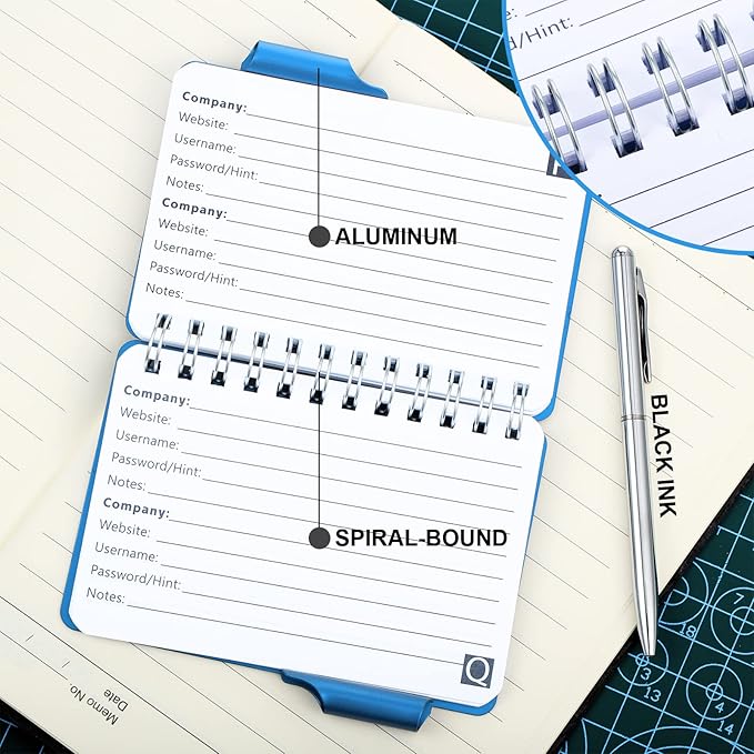 Zonon 2 Pcs Mini Password Book with Alphabetical Tabs Metal Password Keeper Book Portable Organizer Elegant Mandala Pattern Notebook with Pen, Spiral Bound for Information(Blue, Rose Red)