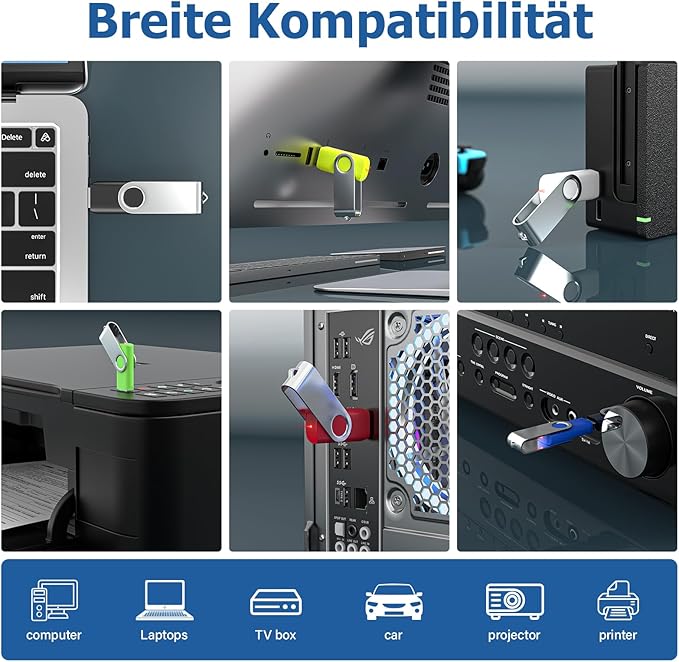 Flash Drives 64GB 10 Pack, Wooolken USB 2.0 Thumb Drives with Keychains Memory Stick USB Drive Pendrive for PC Laptop Computer (Mixcolors)