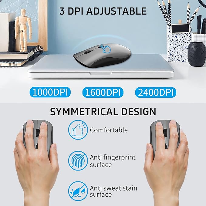 2.4G Wireless Keyboard and Mouse Compact Keyboard Mini Portable Silent Mouse, Suitable for Laptops Mac PC、 Travel Keyboard and Mouse