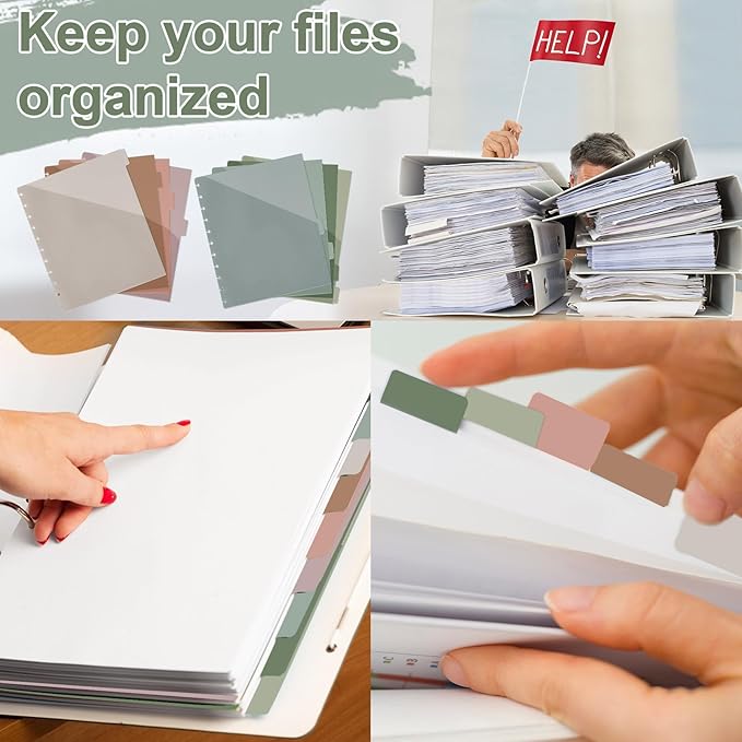 8 Pcs Discbound Pocket Dividers 8.5 x 11 with Tabs and Pockets 8 Tab Discbound Pocket Folders Letter Size DiscBound Binder Dividers Plastic Disc Planner Supplies for Business School Office(Boho)