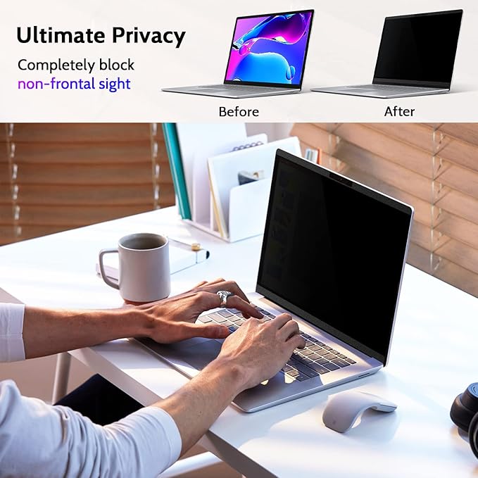 Magnetic Privacy Screen Surface Laptop 6/5/4/3/2/1 15 Inch, Removable Anti Blue Light Glare Filter, Black Security Private Apy Block Protector