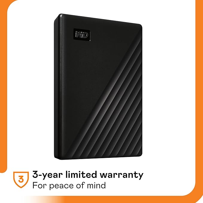 WD 6TB My Passport, Portable External Hard Drive, Black, Backup Software with Defense Against ransomware, and Password Protection, USB 3.1/USB 3.0 Compatible - WDBR9S0060BBK-WESN