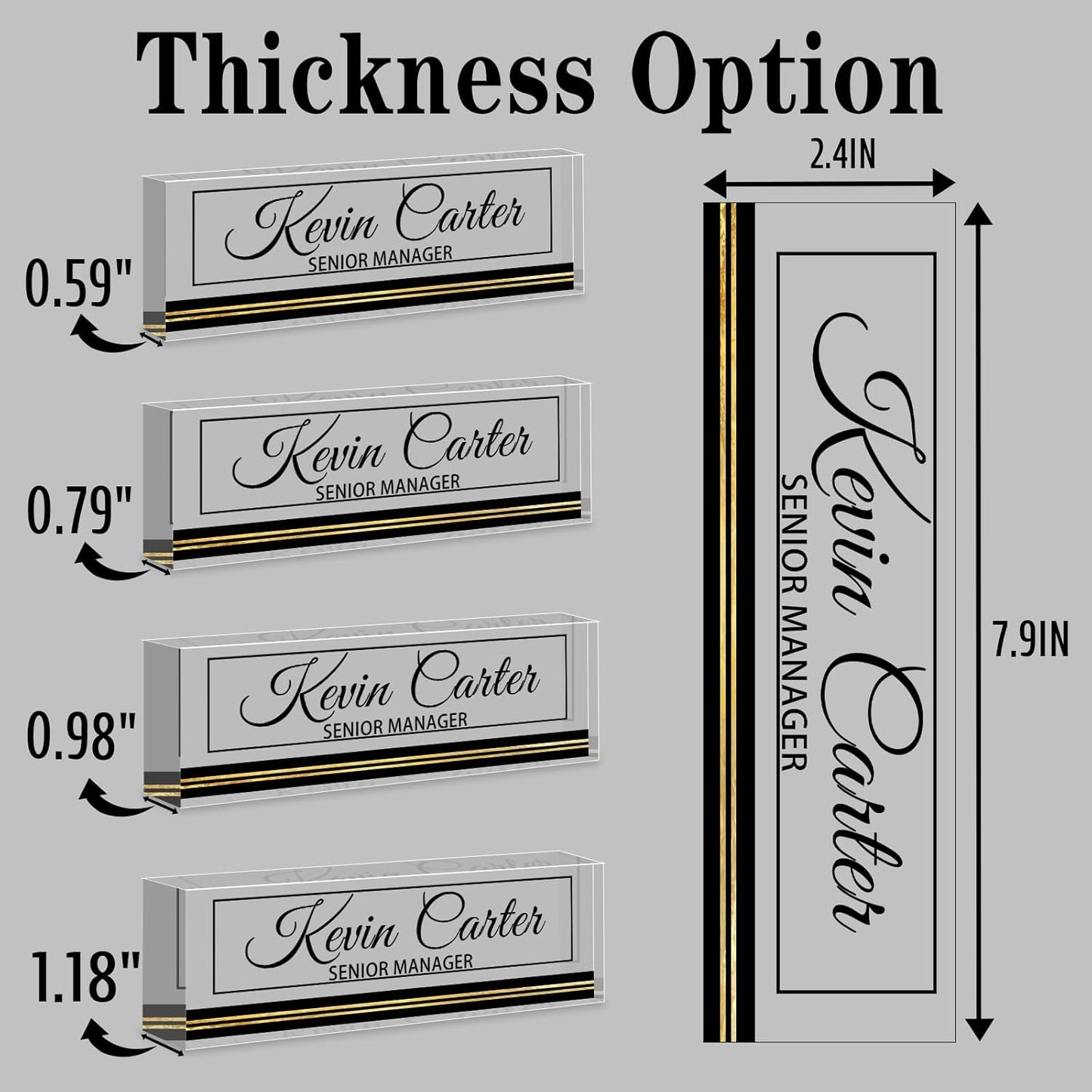 Name Plate for Desk Personalized, Acrylic Desk Decorations, Employee Appreciation Gifts, Custom Office Gifts for Coworkers, Boss, Teacher, Nurse (Business Black)