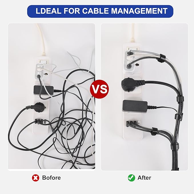 Reusable Cable Ties, 210 PCS 8 Inches Adjustable Cord Straps Wire Organizer Cord Wrap and Hook Loop Cable Management