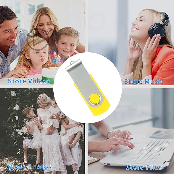 10pcs 16GB USB Flash Drives USB 2.0 Thumb Drive Bulk Swivel Memory Stick 16 GB Fold Storage Jump Drive Zip Drive, 10 Pack Yellow