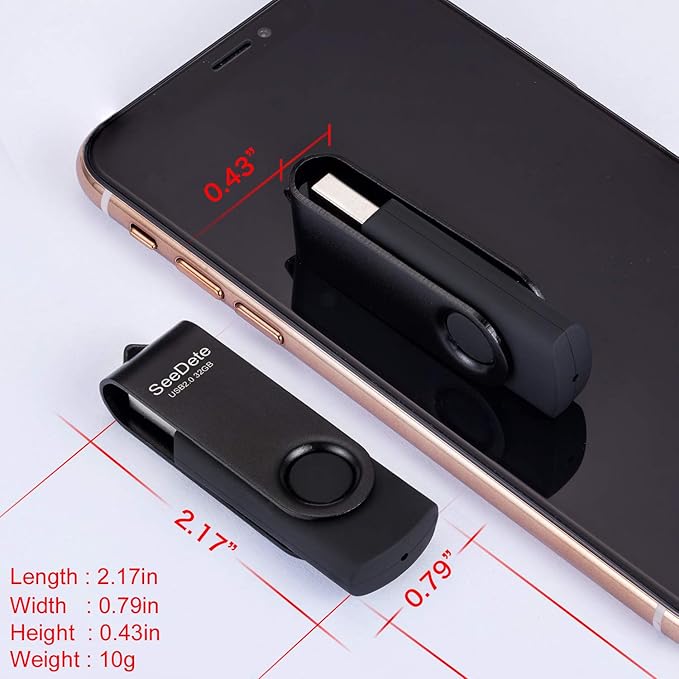 32GB USB Flash Drives, USB Stick, Thumb Drive Rotated Design, Memory Stick with LED Light for External Storage and Backup Data, Jump Drive, 5 Pack 32GB (5 Colors: Gold Black Green Red Blue)