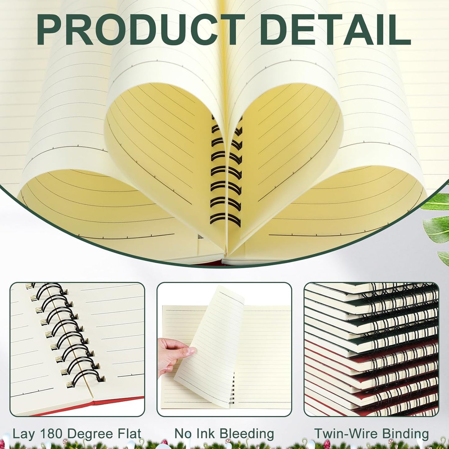 Yahenda Spiral Notebook Bulk A5 Journal Lined 8.3'' x 5.5'' Writing Composition Paper Small Notepad Subject Notebook for Students Office Business Back to School Supplies(Deep Green,Red,18 Pcs)