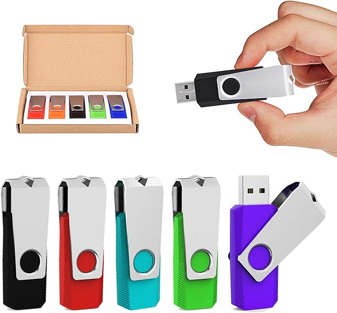Aiibe 8GB Flash Drive 5 Pack 8GB USB 2.0 Flash Drive Memory Stick Thumbdrives 5pcs (5 Mixed Color : Black Red Cyan Green Purple)