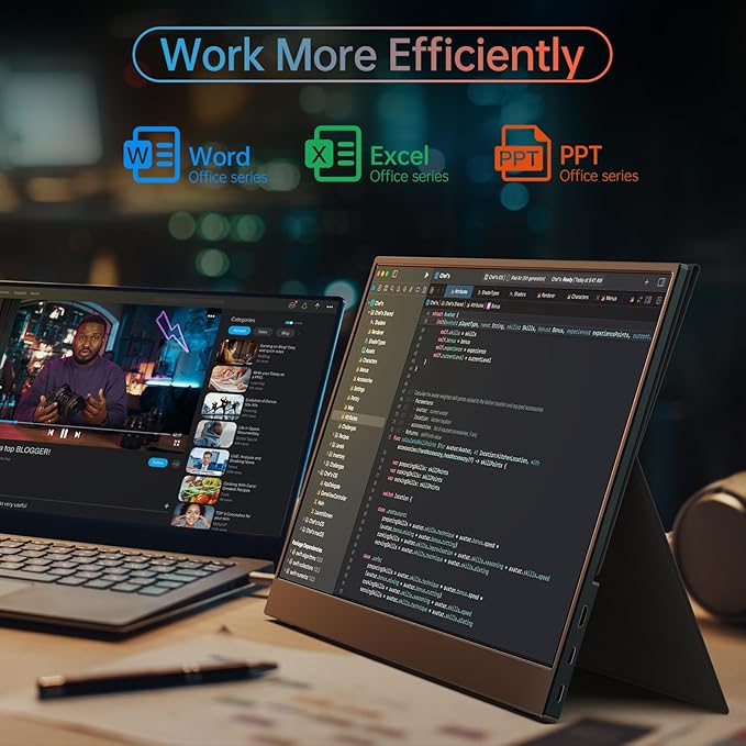True 4K Portable Monitor - 15.6inch UHD 3840×2160 100% sRGB USB-C HDMI External Second Monitor Portable IPS Screen Computer Display with Speakers for Laptop MacBook Switch PS5/4 Xbox